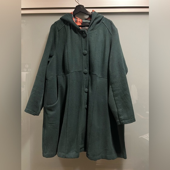Torrid Green Button Up Coat with Hood - Used Size 3 - Picture 6 of 12